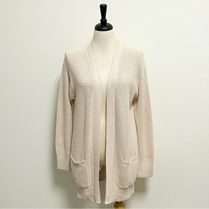 Matty M Natural Beige Knit Open Front Mid Length Long Sleeve Cardigan NWT Medium